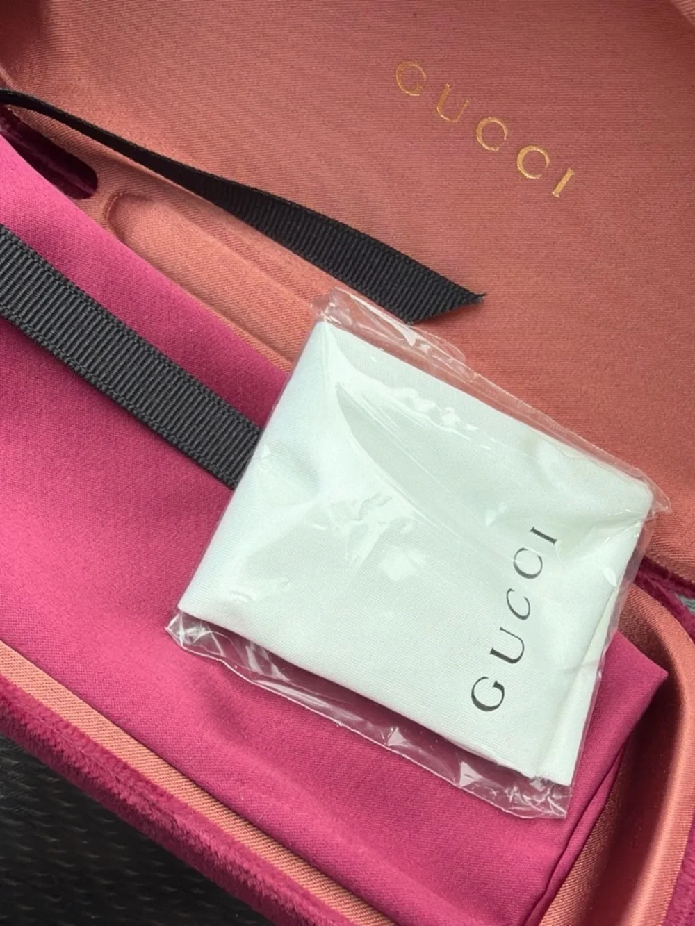 Gucci Pink and Coral Velvet Glasses Case